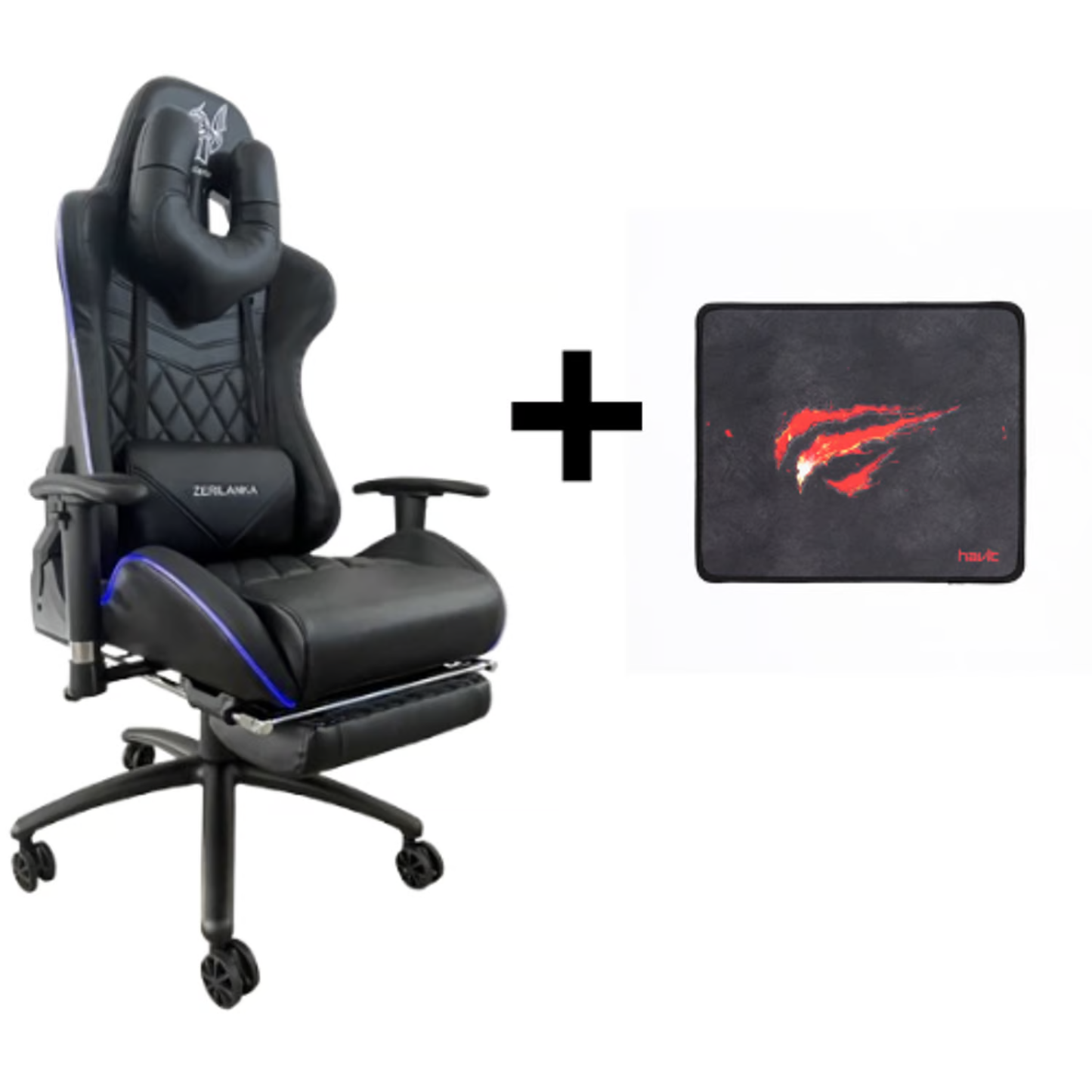 SILLA GAMER NEGRA RGB ERGONOMICA PREMIUM